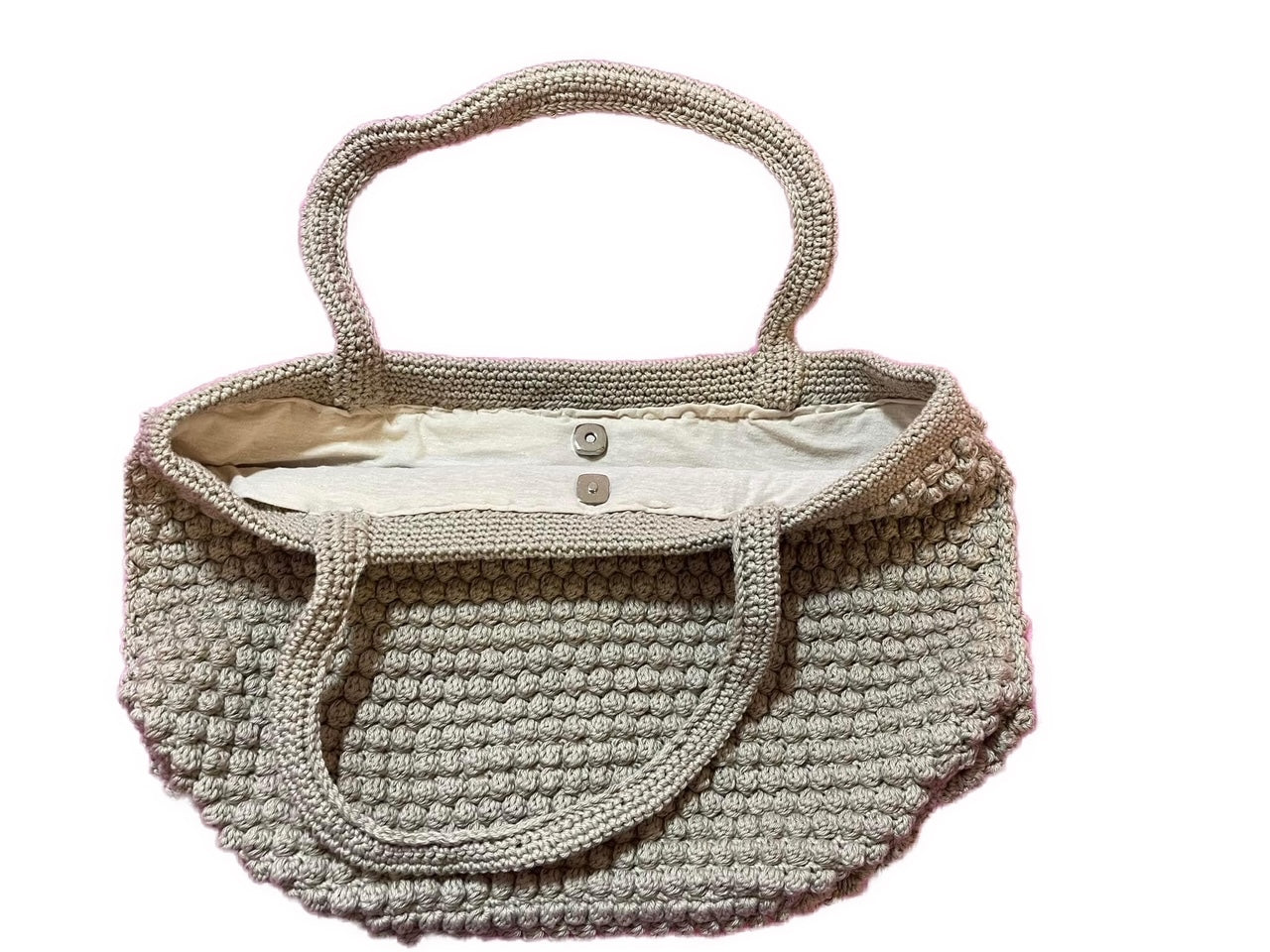 BOBBLE STITCH TOP-HANDLE HANDBAG