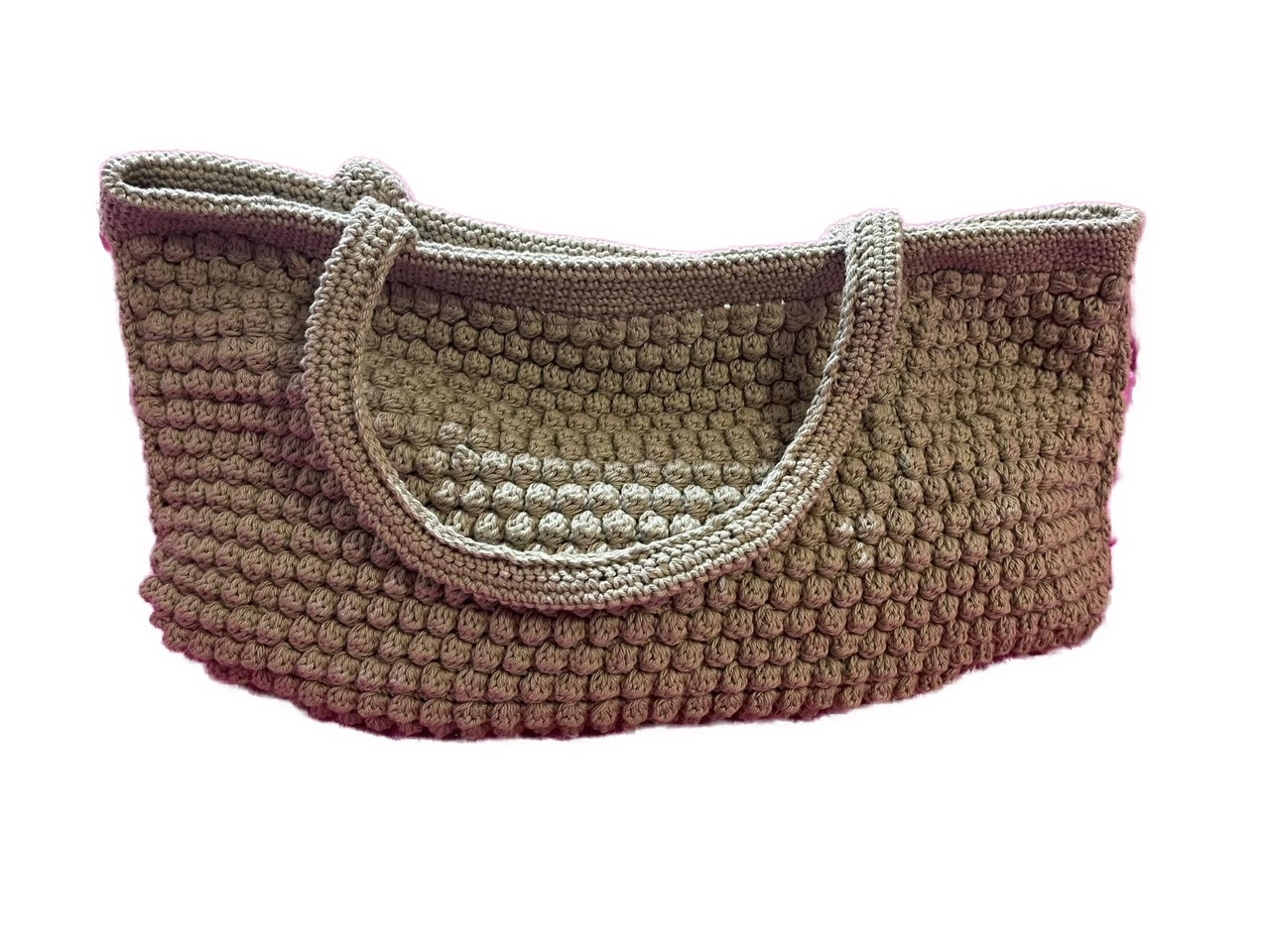 BOBBLE STITCH TOP-HANDLE HANDBAG